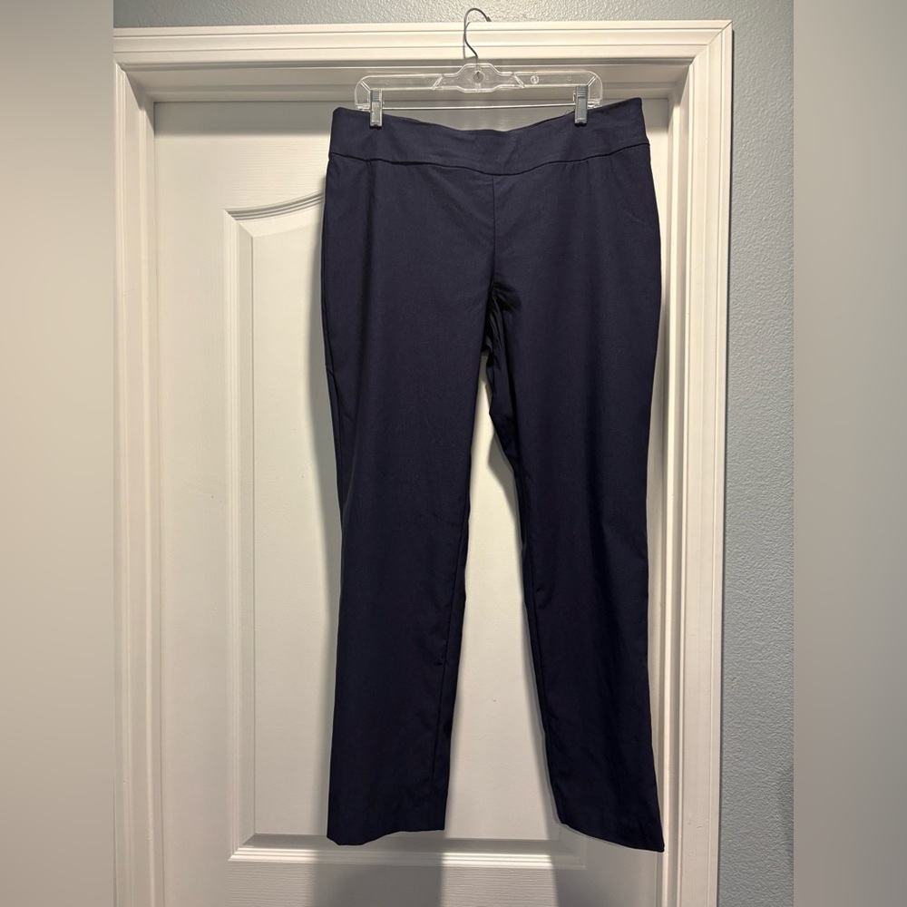Nic+Zoe Navy Wonderstretch Pull On Business Casual Pants Size 14